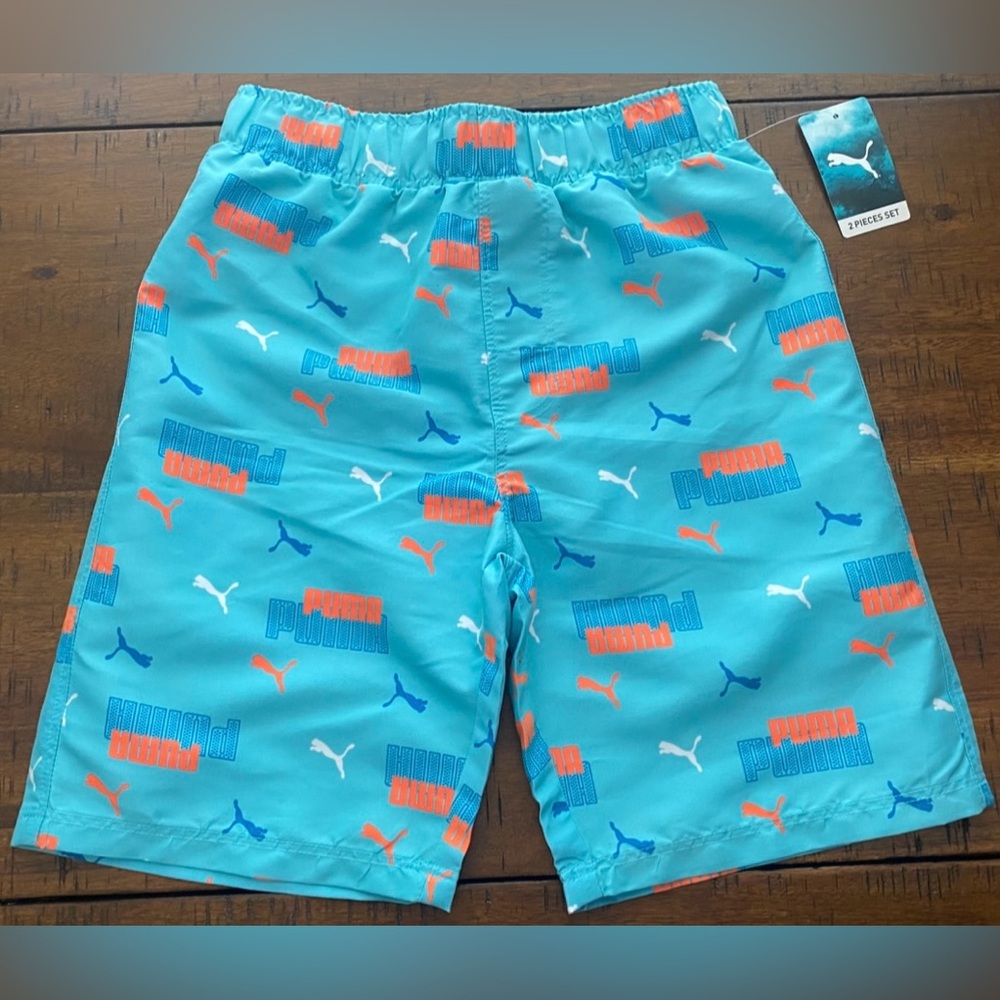•NWT•Puma Boys Logo Swim Trunks